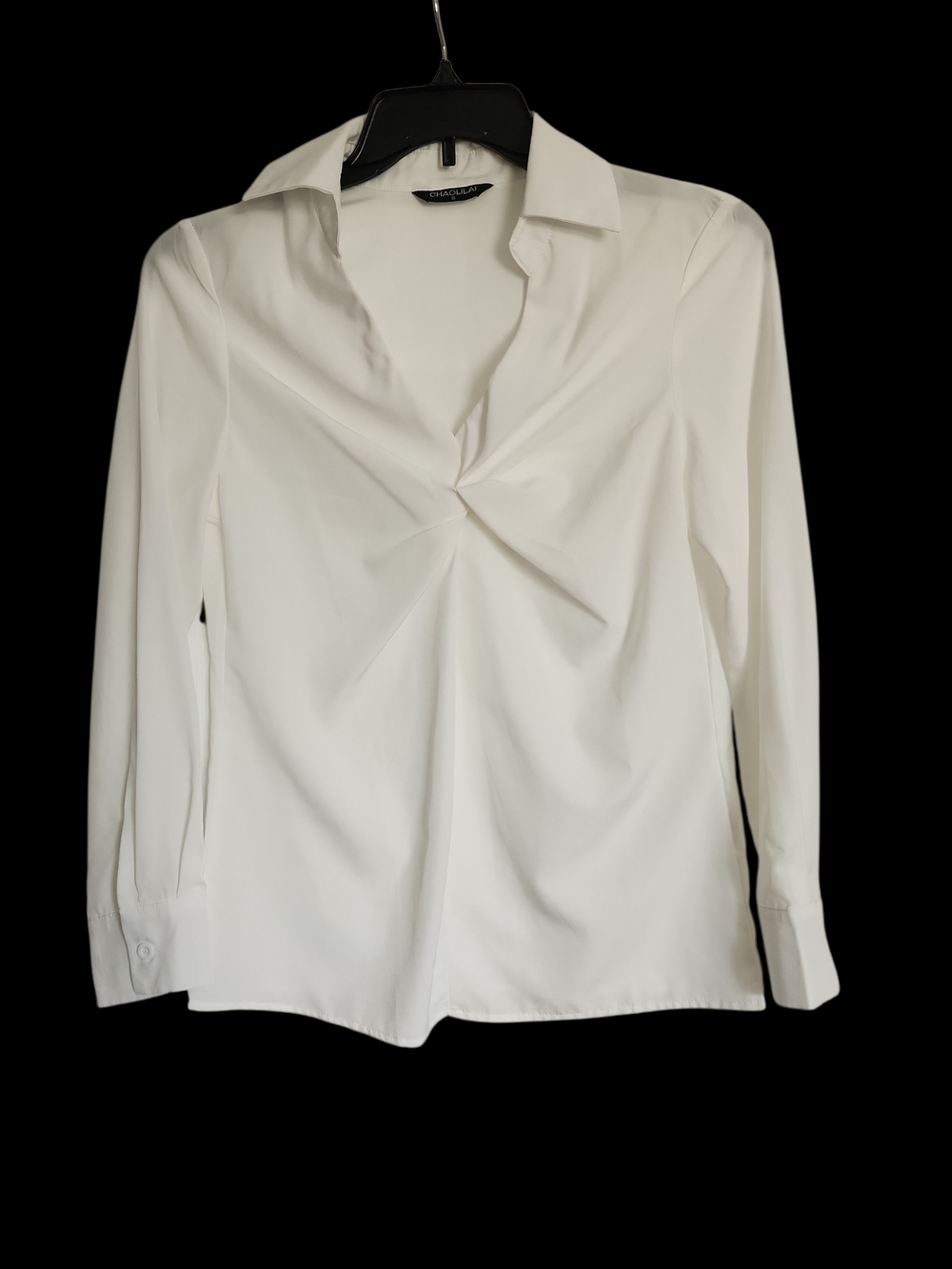 Classic White Twist-Front Button Down Blouse - Women